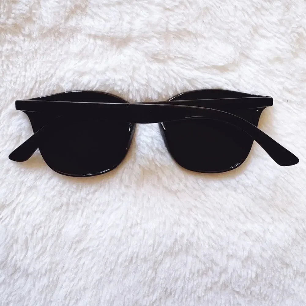 Milo Black W/ Blue Lenses Oversized Oval Horn Rims Sunglasses